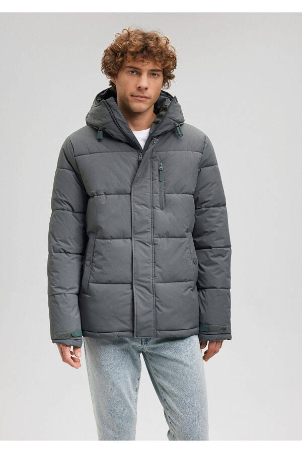 Grey Hooded Puffer Jacket - 2