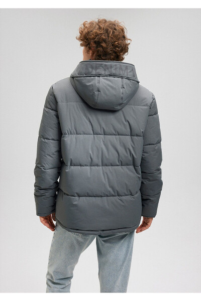 Grey Hooded Puffer Jacket - 3