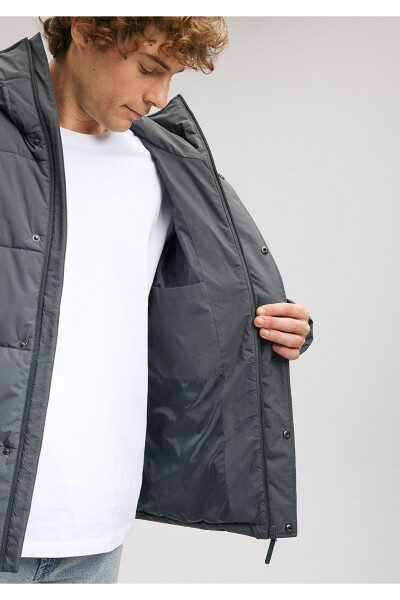 Grey Hooded Puffer Jacket - 5