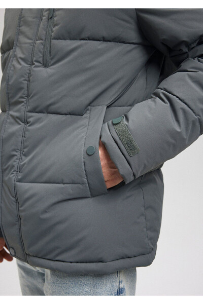 Grey Hooded Puffer Jacket - 6