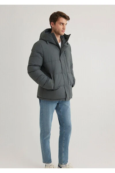 Grey Hooded Puffer Jacket - MAVI (1)