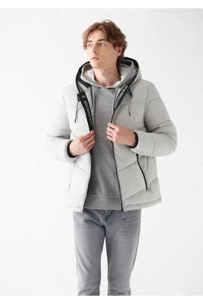 Grey, hooded, puffer jacket (regular fit) - MAVI (1)
