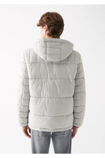 Grey, hooded, puffer jacket (regular fit) - 4