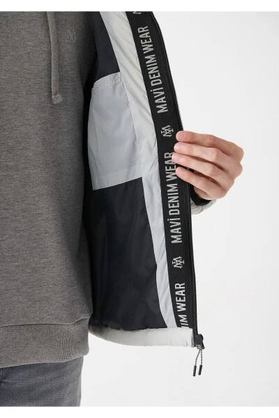 Grey, hooded, puffer jacket (regular fit) - 5