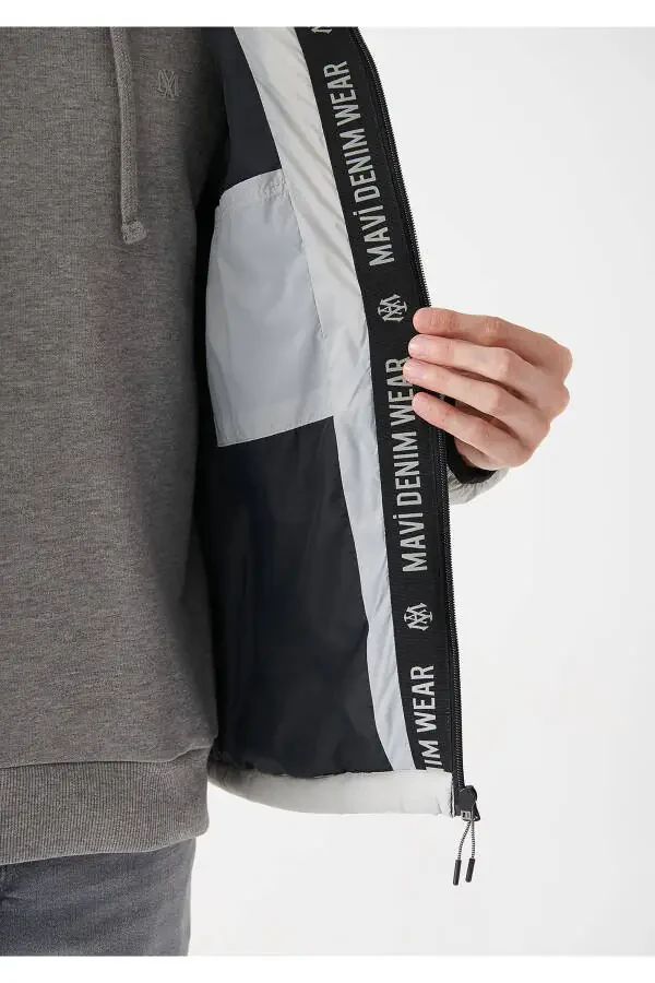 Grey, hooded, puffer jacket (regular fit) - 5