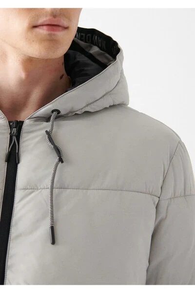 Grey, hooded, puffer jacket (regular fit) - 6