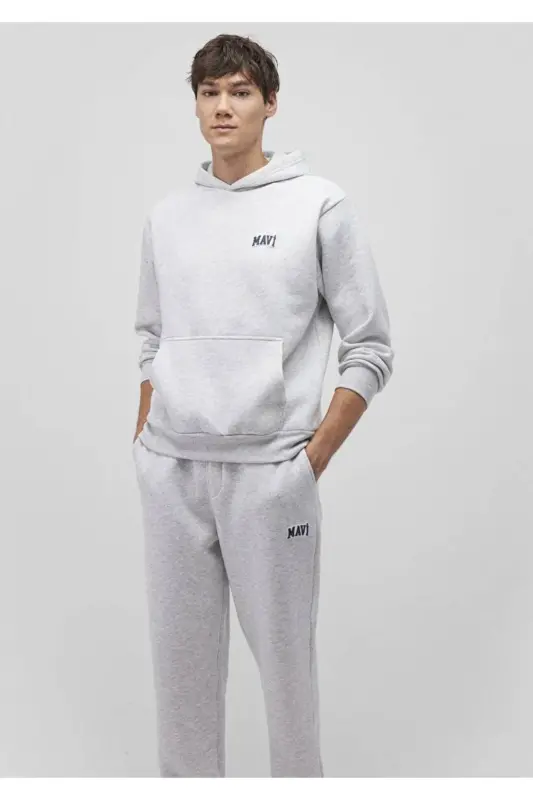 Grey Hooded Sweatshirt with Logo (0s10173-82498) - MAVI