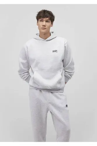 Grey Hooded Sweatshirt with Logo (0s10173-82498) - MAVI (1)