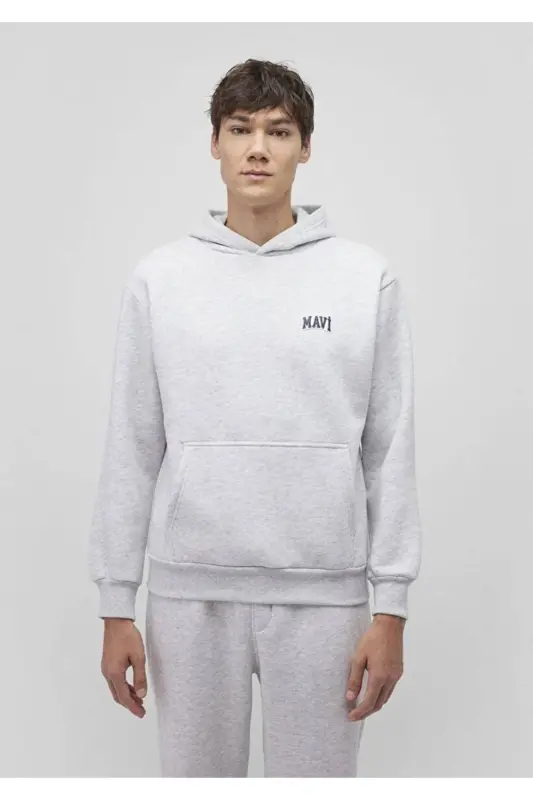 Grey Hooded Sweatshirt with Logo (0s10173-82498) - 3
