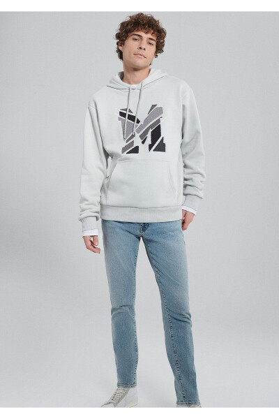 Grey Hooded Sweatshirt with M Logo Print (0s10106-80618) - 1