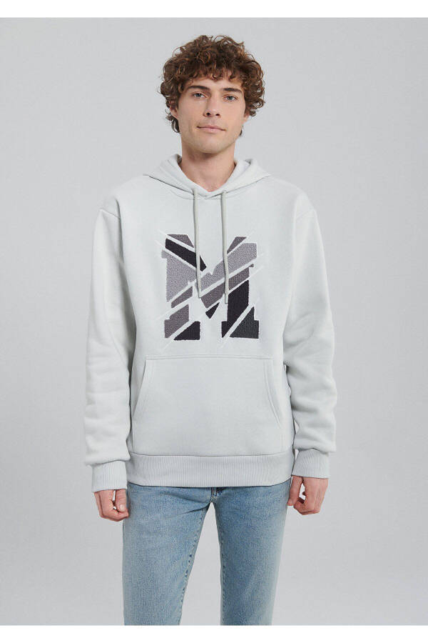 Grey Hooded Sweatshirt with M Logo Print (0s10106-80618) - 3