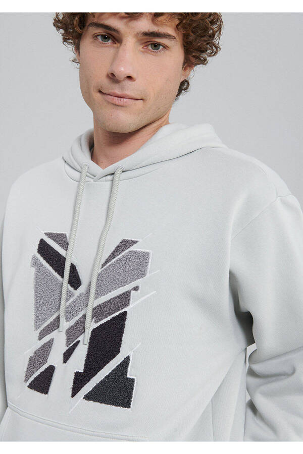 Grey Hooded Sweatshirt with M Logo Print (0s10106-80618) - 5