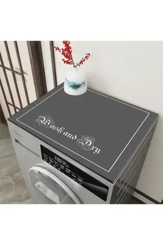 Grey Laundry Dryer Cover Protection Mat Waterproof Non-Slip Washable - 1