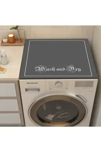 Grey Laundry Dryer Cover Protection Mat Waterproof Non-Slip Washable - ELSE HALI (1)