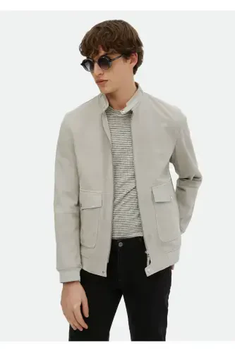 Grey leather jacket - 1