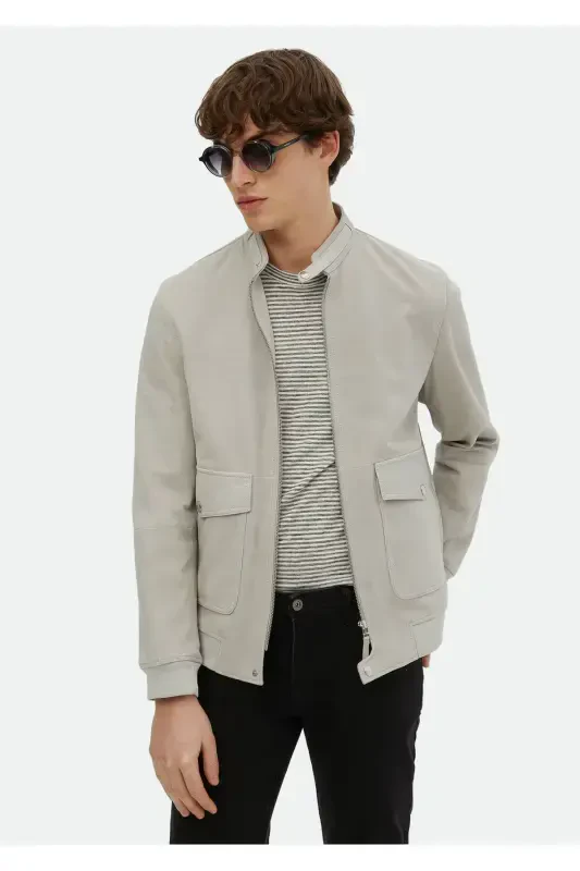 Grey leather jacket - 1