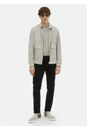 Grey leather jacket - RAMSEY (1)