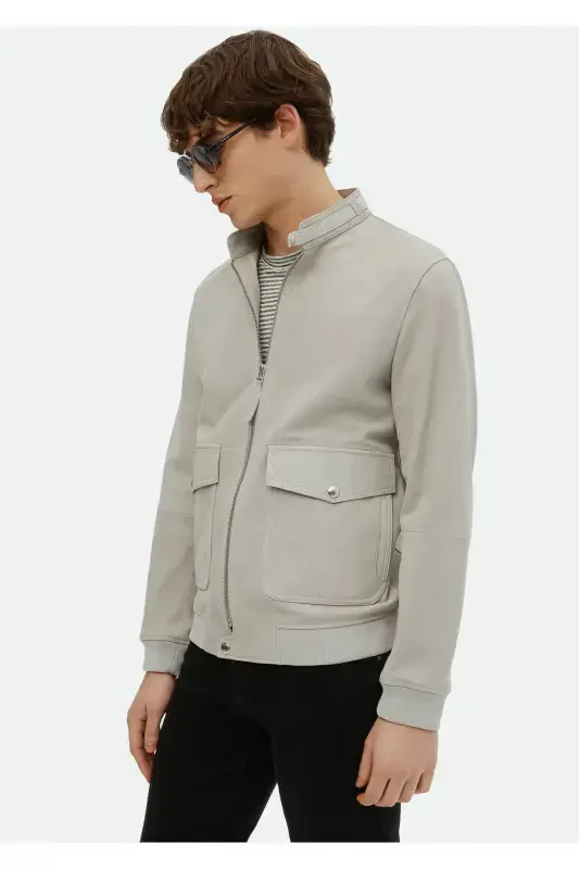 Grey leather jacket - 3