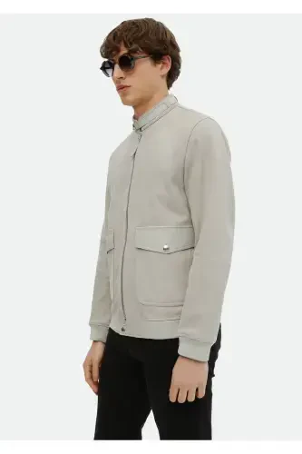 Grey leather jacket - 5