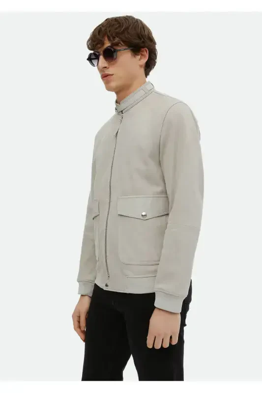 Grey leather jacket - 5