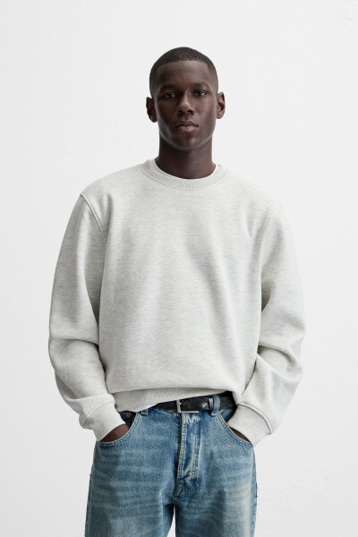 Grey marl crew neck sweatshirt - 2