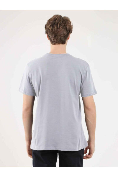 Grey Melange Men's Slim Fit Plain Cotton Crew Neck T-shirt - 92793 - 8