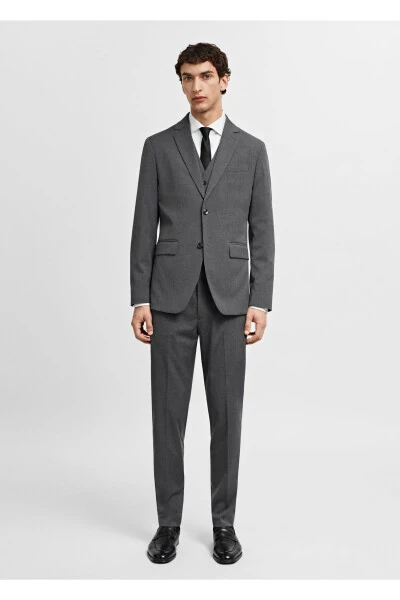 Grey Men's Blazer Jacket - MANGO
