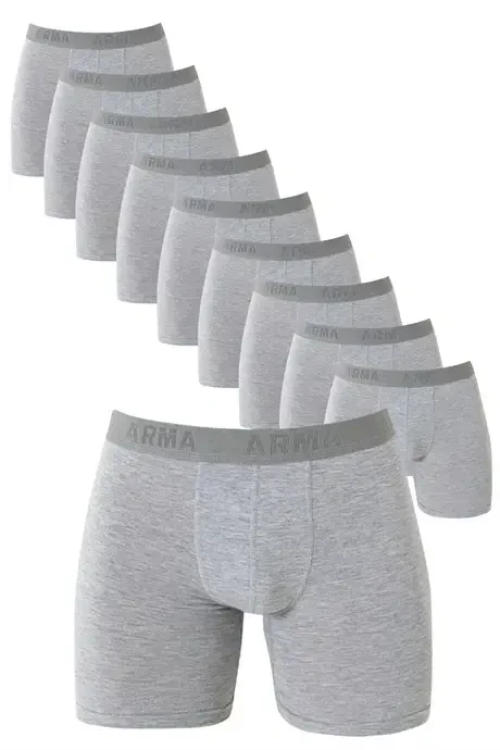 Grey Men's Boxer Briefs 10 Pack Cotton Stretch - BÜYÜKBEDENIZ