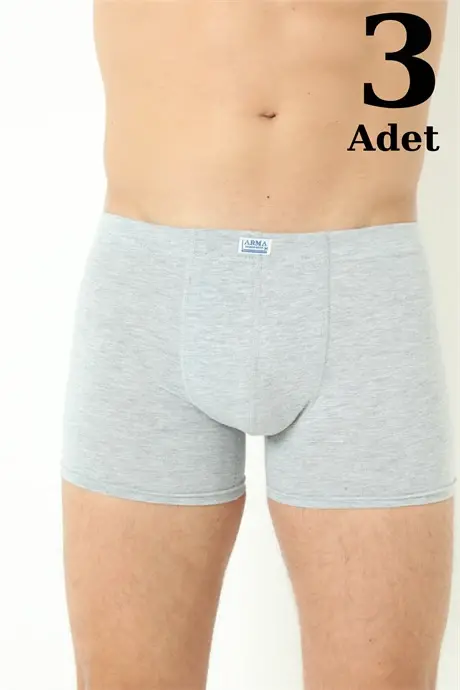 Grey Men's Boxers Briefs Plain 3 Pack Cotton Lycra - BÜYÜKBEDENIZ