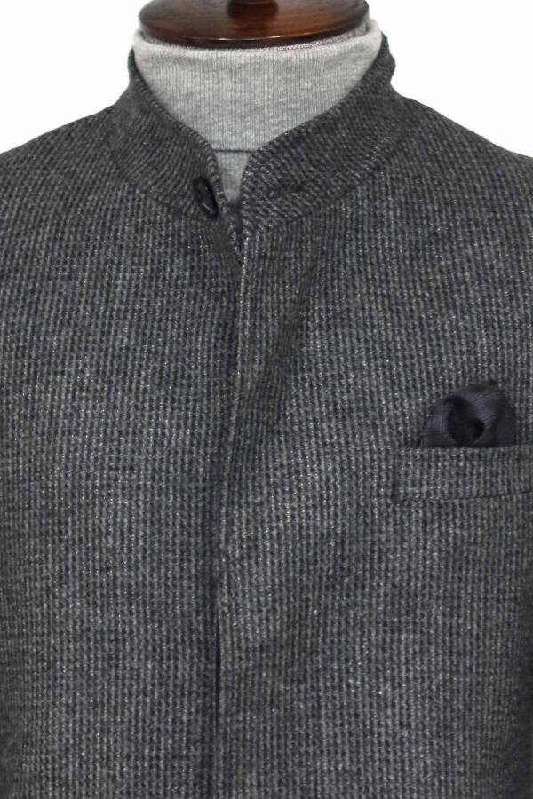 Grey men's coat with stand collar - Wessi - 2