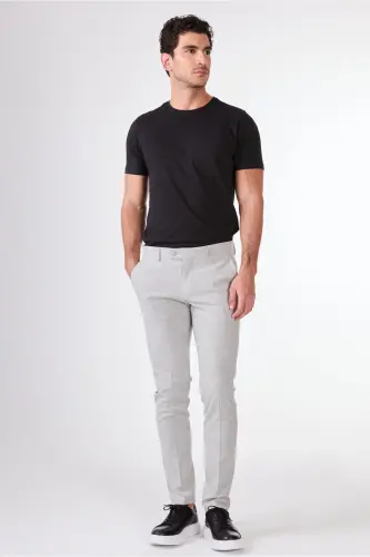 Grey Men's Extra Slim Fit Melange Pattern Classic Pants - 103508 - 4