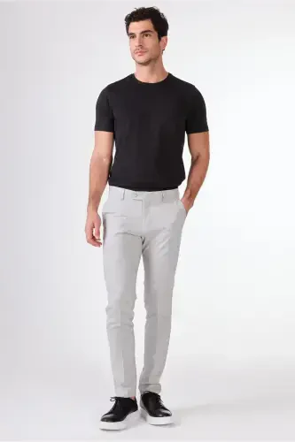 Grey Men's Extra Slim Fit Melange Pattern Classic Pants - 103508 - 1