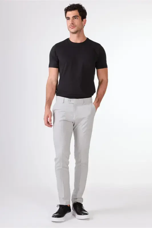Grey Men's Extra Slim Fit Melange Pattern Classic Pants - 103508 - 1