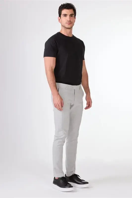 Grey Men's Extra Slim Fit Melange Pattern Classic Pants - 103508 - 2
