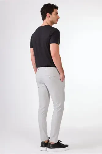 Grey Men's Extra Slim Fit Melange Pattern Classic Pants - 103508 - 3