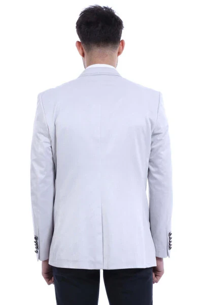 Grey Men's Jacket with Patch Pockets and 2 Buttons - Wessi - 3