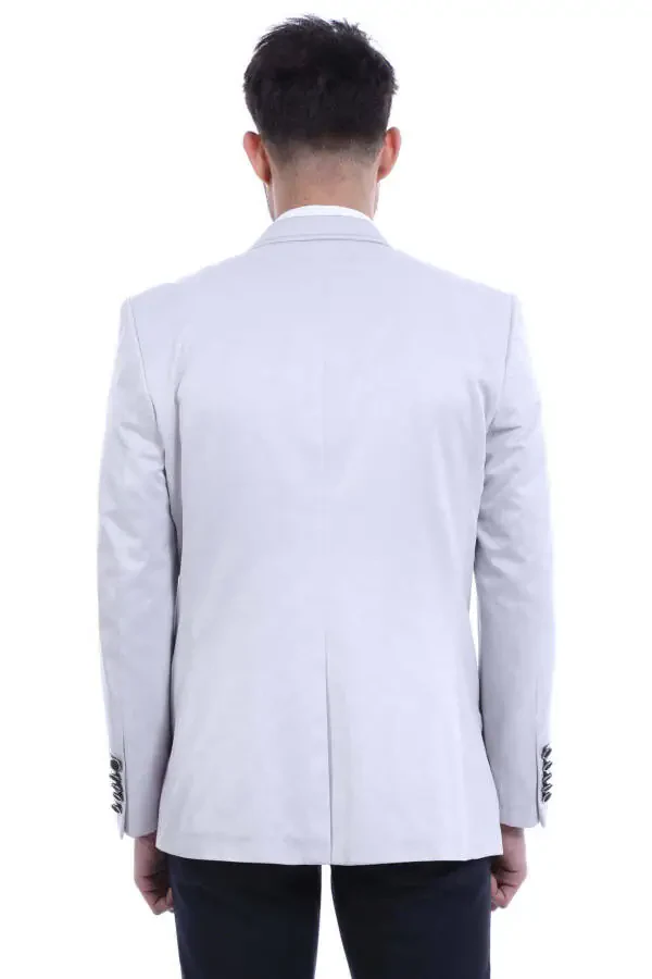 Grey Men's Jacket with Patch Pockets and 2 Buttons - Wessi - 3