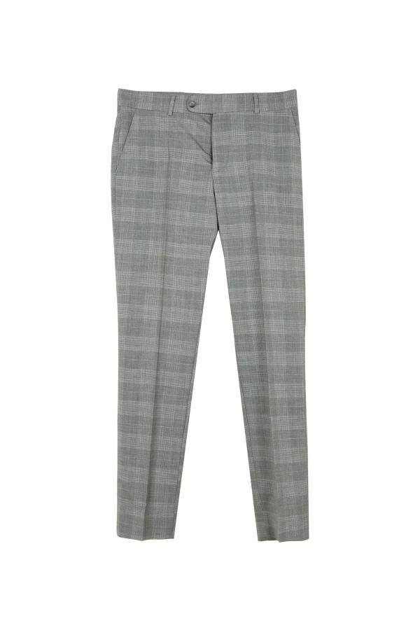 Grey Men's Slim Fit Plaid Single Breasted Suit - 95012 - 9