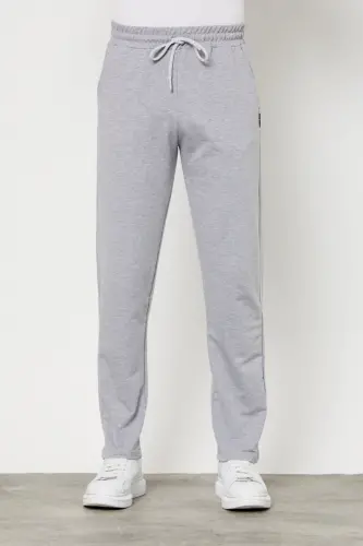 Grey Men's Straight Leg Relaxed Fit Premium Fabric Sweatpants-GRAY 