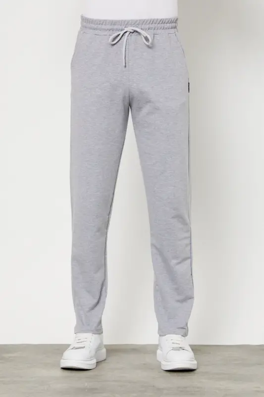 Grey Men's Straight Leg Relaxed Fit Premium Fabric Sweatpants-GRAY - 1