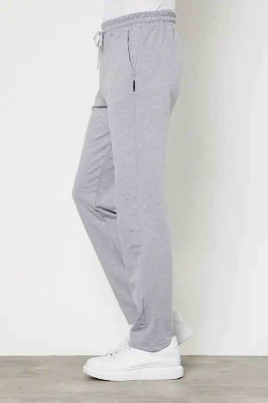 Grey Men's Straight Leg Relaxed Fit Premium Fabric Sweatpants-GRAY - 2