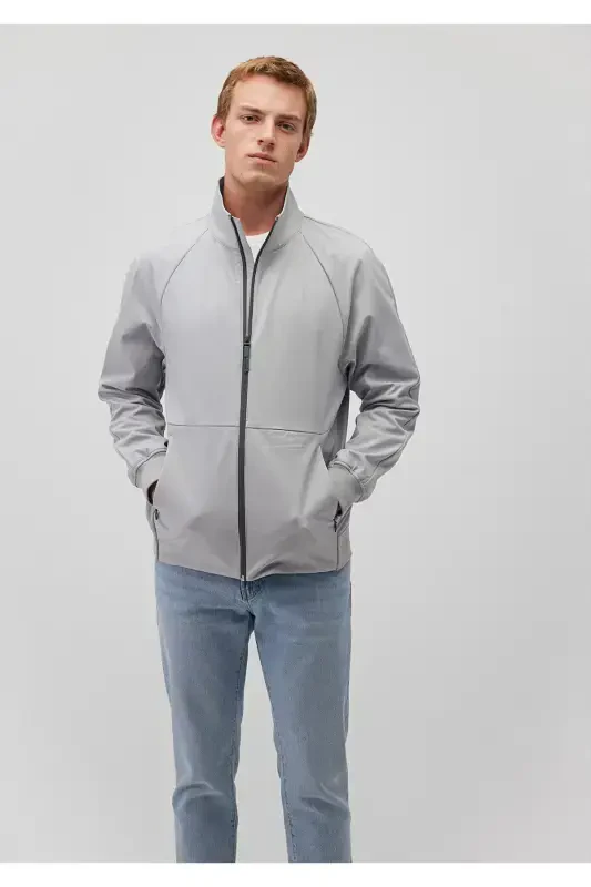 Grey, notch lapel, regular fit jacket. - MAVI