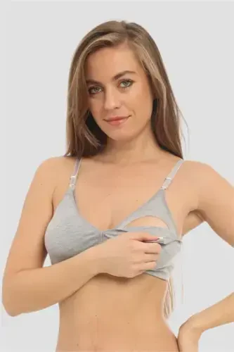 Grey Nursing Bra 3 Pack Cotton Lycra - BÜYÜKBEDENIZ (1)