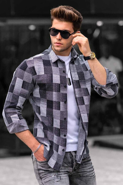 Grey Plaid Lumberjack Men's Shirt 4667 - 4
