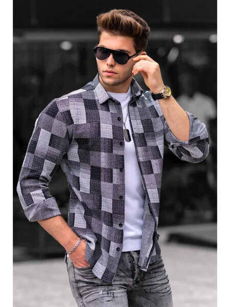 Grey Plaid Lumberjack Men's Shirt 4667 - 3