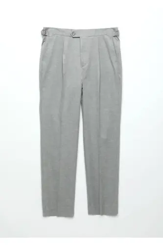 Grey Plain Weave Casual Trousers - 7