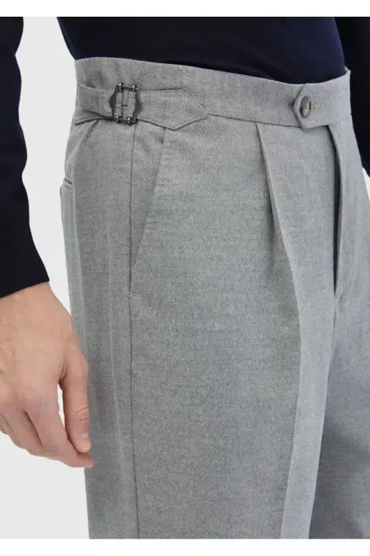 Grey Plain Weave Casual Trousers - 5