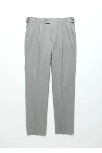 Grey Plain Weave Casual Trousers - 7