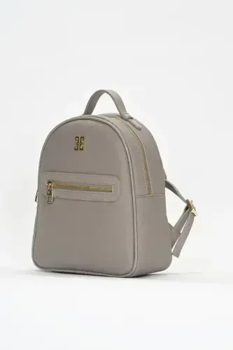 Grey Print Women's Backpack 05PO22Y1541-Print GREY - 3