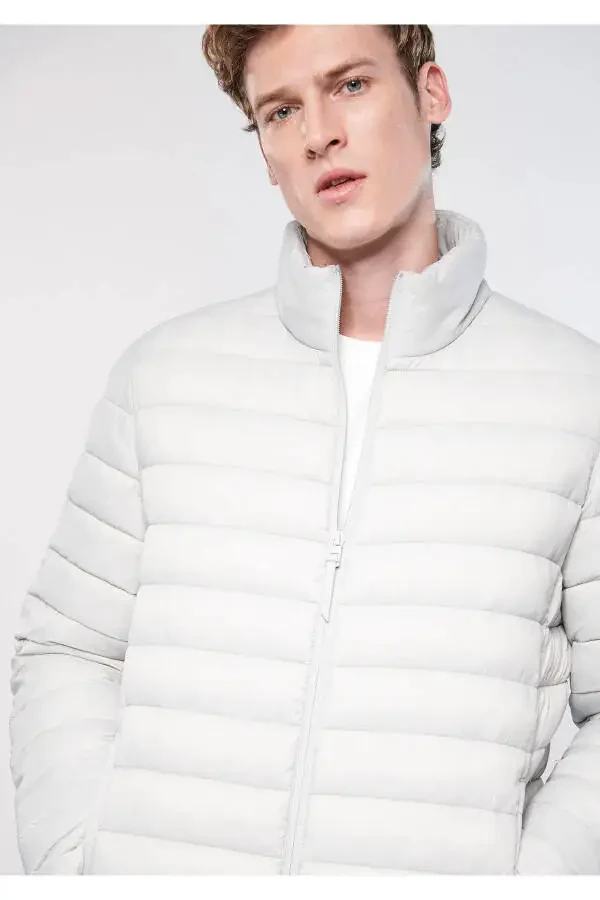 Grey puffer jacket, regular fit, comfortable cut. - 2